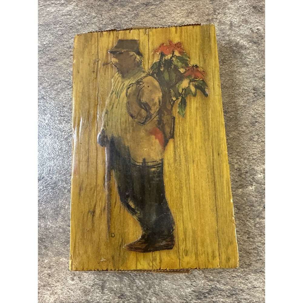 Vintage 1967 Mid-Century Wooden Wall Hanging Decoupage Art Rustic Country Decor